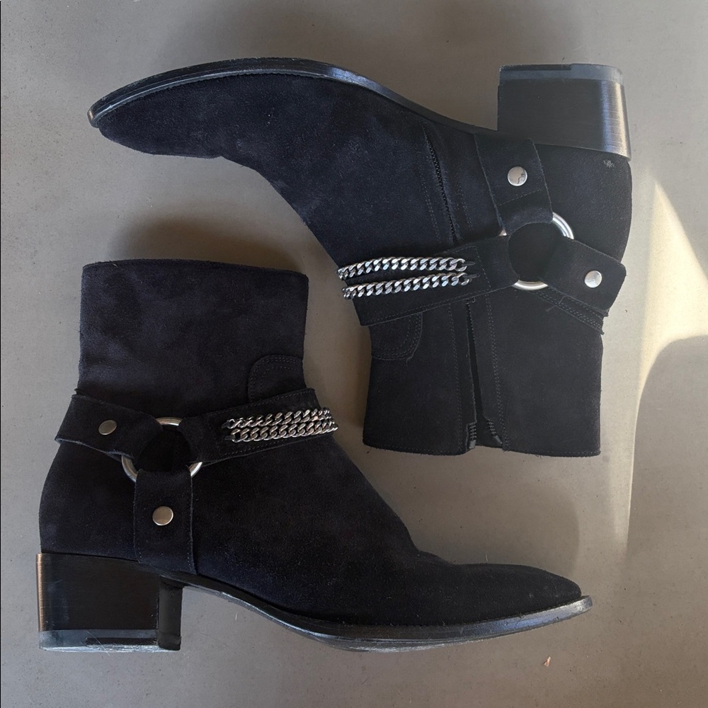 Saint Laurent Black Suede Wyatt Boots 39.5 - Picture 2 of 8